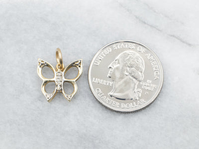 Two Tone Diamond Butterfly Pendant