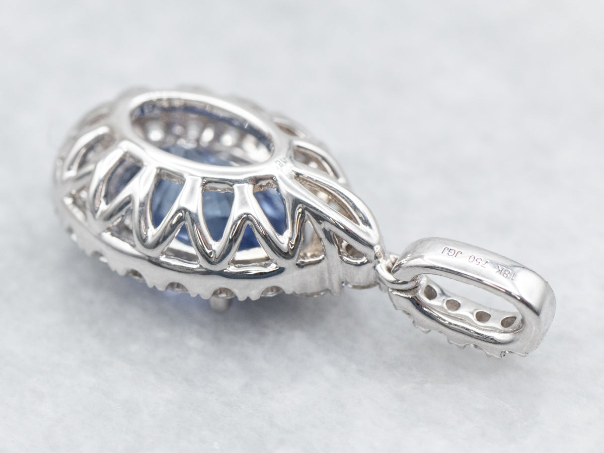 Stunning Sapphire and Diamond Halo Pendant