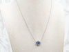 Modern East-to-West Sapphire Halo Necklace