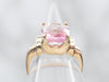 Yellow Gold Emerald Cut Pink Tourmaline Solitaire Ring