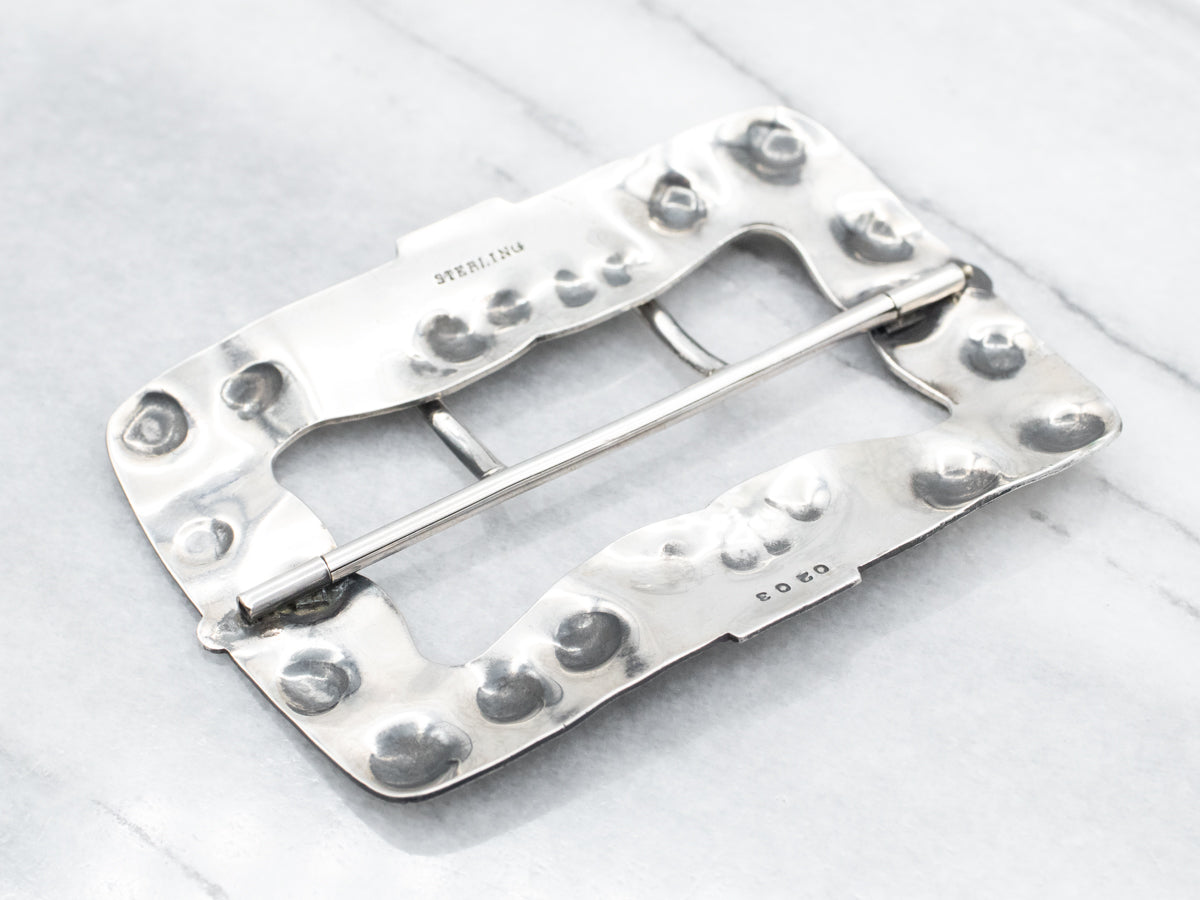 Antique Sterling Silver Floral Belt Buckle