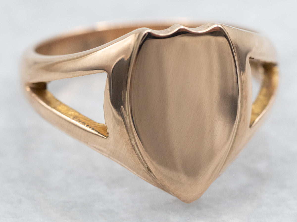 Antique Gold Shield-Shaped Signet Ring