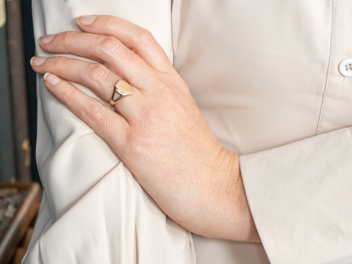 Antique Gold Shield-Shaped Signet Ring