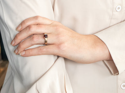 Rhodolite Garnet Ring with Diamond Accents
