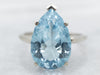 White Gold Pear Cut Blue Topaz Solitaire Ring