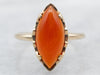 Yellow Gold Marquise Cut Carnelian Solitaire Ring