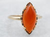 Yellow Gold Marquise Cut Carnelian Solitaire Ring