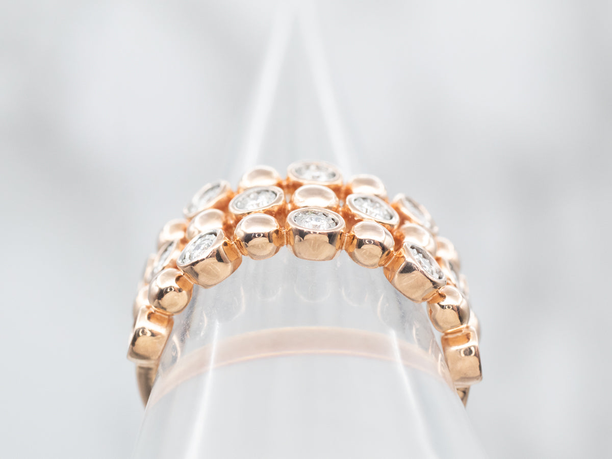 Rose Gold Three Row Diamond Band