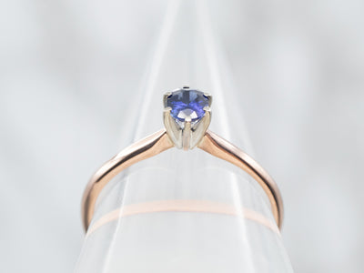 Two Tone Oval Cut Sapphire Solitaire Engagement Ring