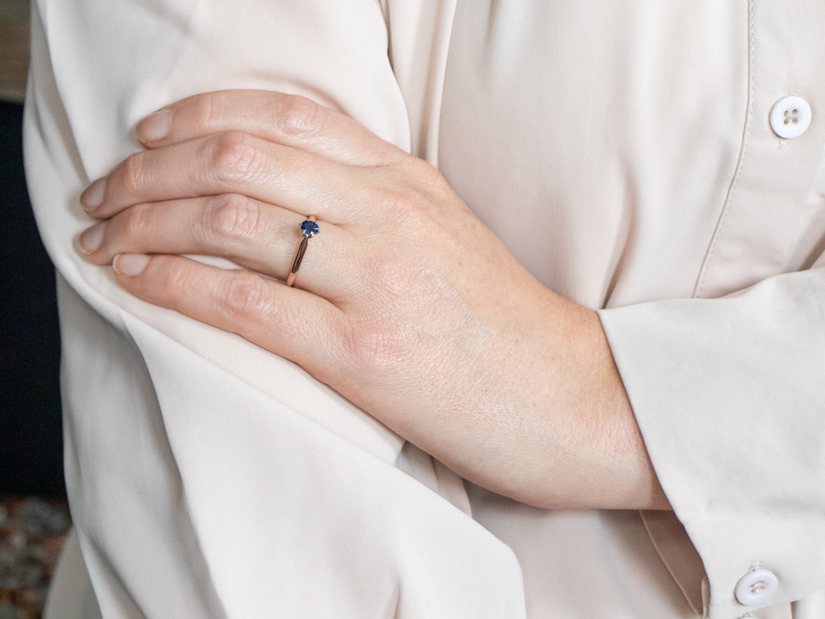 Two Tone Oval Cut Sapphire Solitaire Engagement Ring