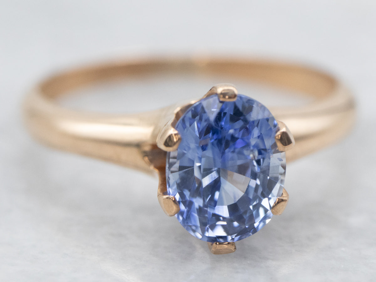 Yellow Gold Oval Cut Sapphire Engagement Ring