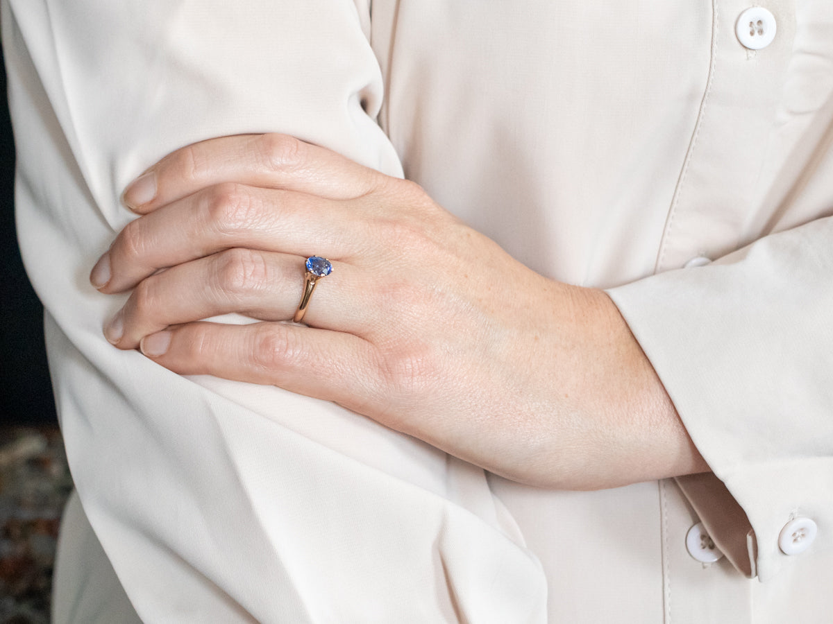 Yellow Gold Oval Cut Sapphire Engagement Ring