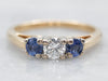 Two Tone Diamond and Sapphire Engagement Ring