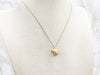 Yellow Gold Yellow Saltwater Pearl Pendant with Leaf Accents