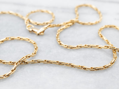 Yellow Gold Rectangle Link Rope Chain with Lobster Clasp