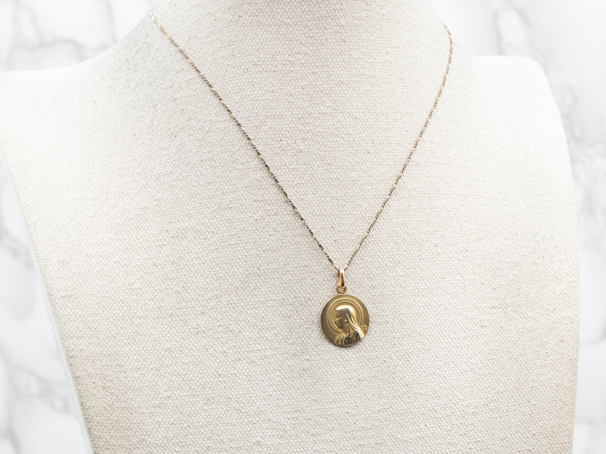 Colgante Disco Religioso Oro Amarillo