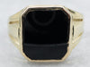 Yellow Gold Emerald Cut Black Onyx Ring