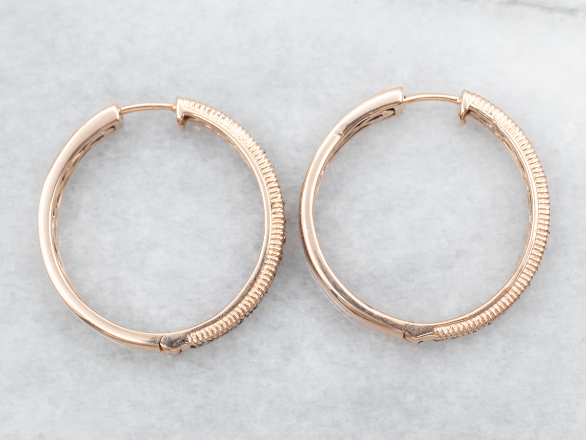 Rose Gold Levian Chocolate Diamond Hinged Hoop Earrings
