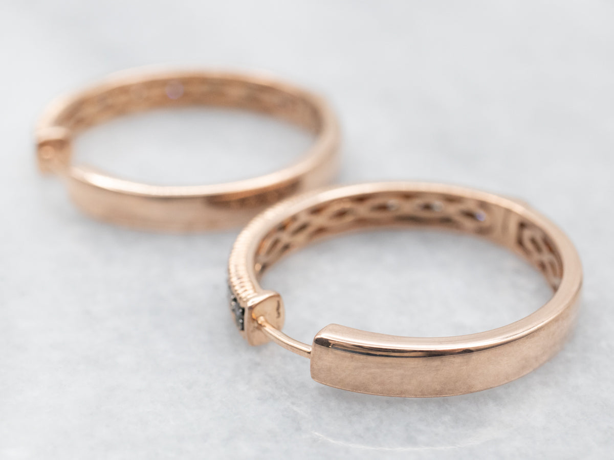 Rose Gold Levian Chocolate Diamond Hinged Hoop Earrings
