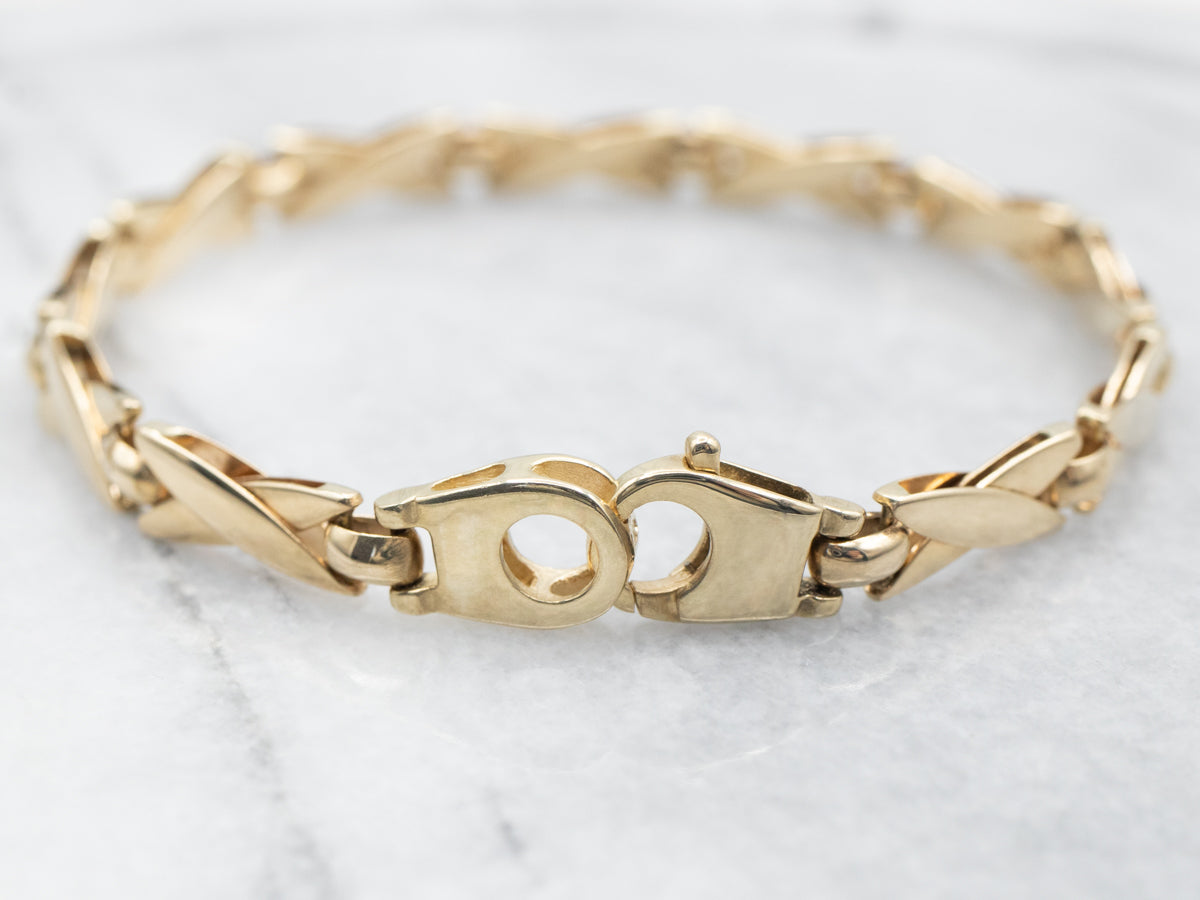 Yellow Gold X Link Bracelet with Lobster Clasp