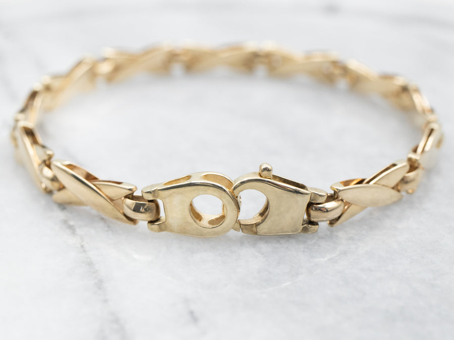 Yellow Gold X Link Bracelet with Lobster Clasp