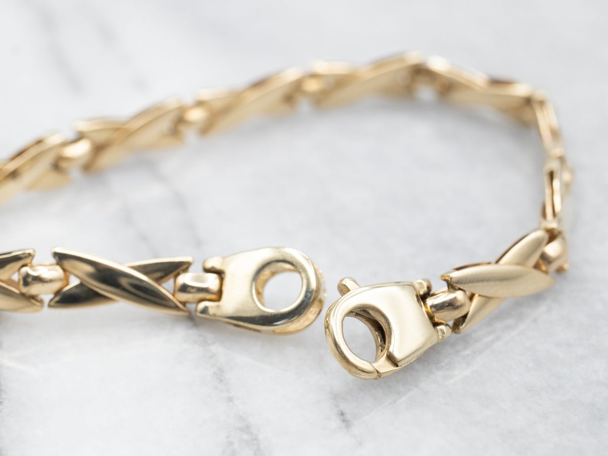 Yellow Gold X Link Bracelet with Lobster Clasp