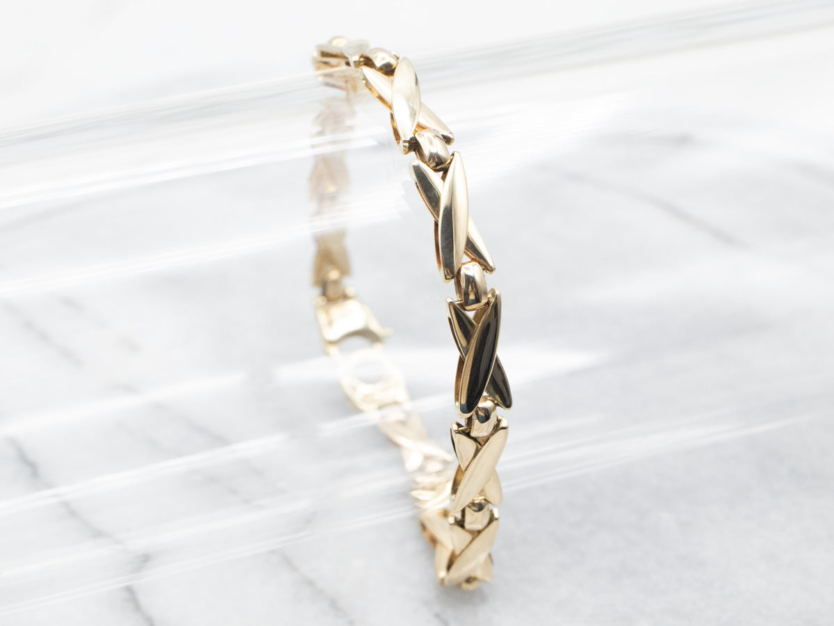 Yellow Gold X Link Bracelet with Lobster Clasp