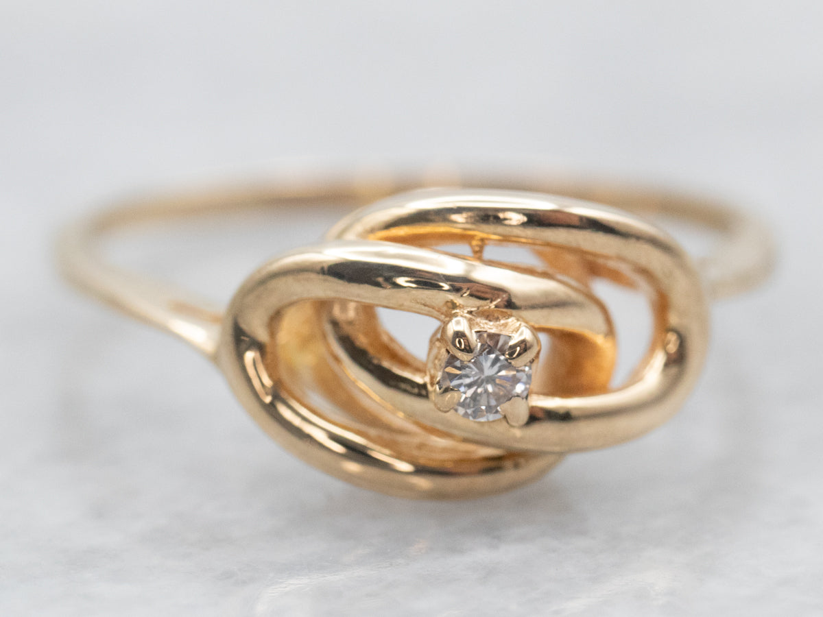 Yellow Gold Knot Ring with Diamond Accent