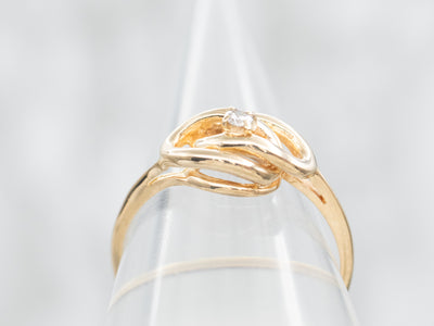Yellow Gold Knot Ring with Diamond Accent