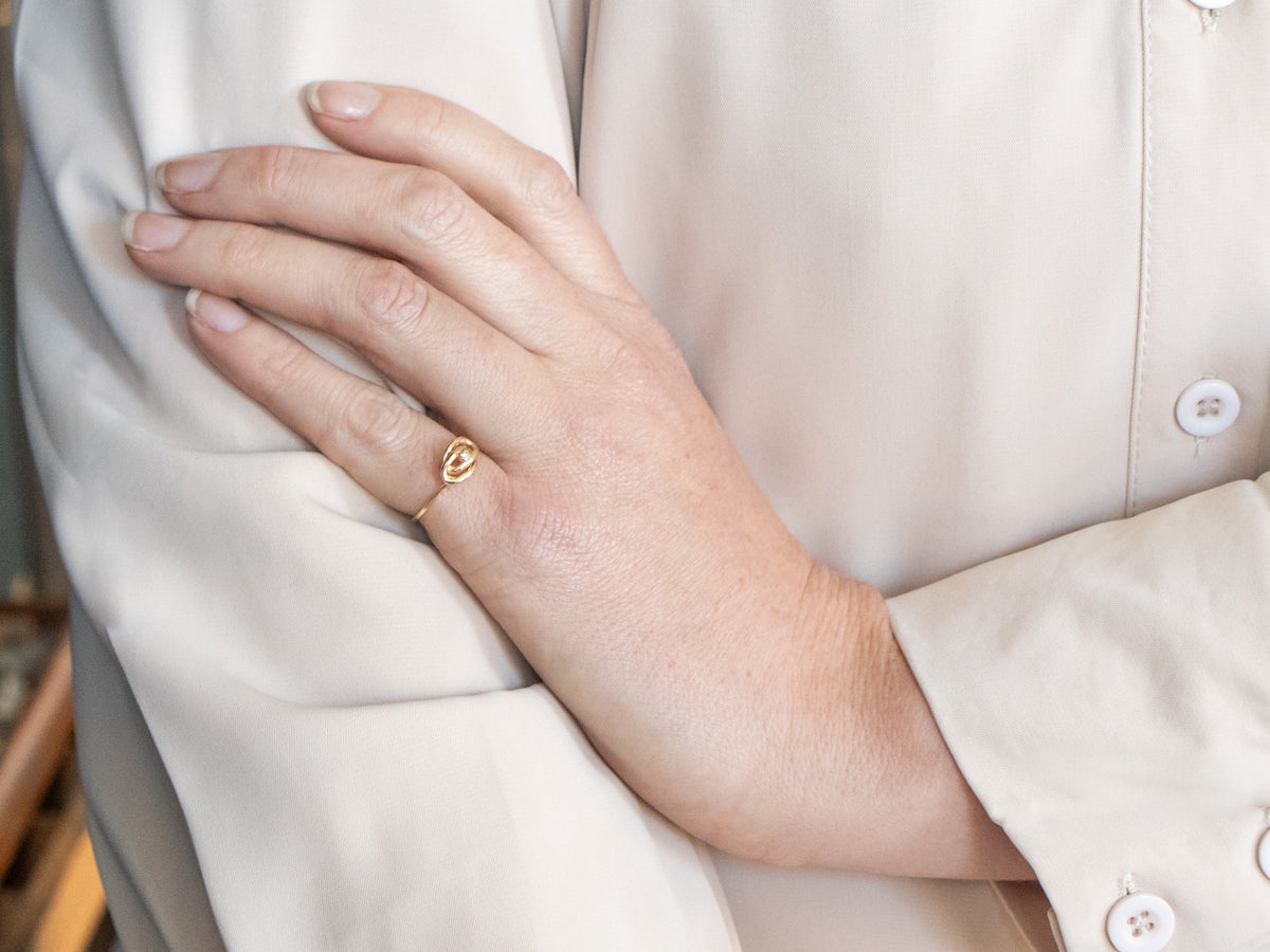 Yellow Gold Knot Ring with Diamond Accent