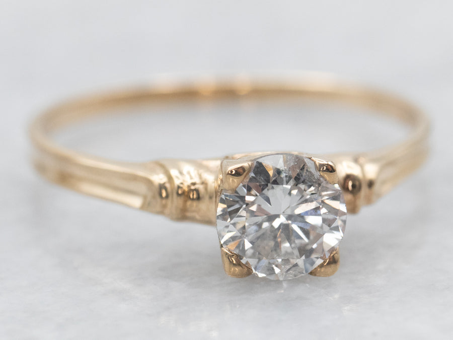 Yellow Gold Diamond Solitaire Engagement Ring