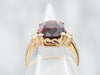 Yellow Gold Cushion Cut Garnet Ring with Diamond Accents