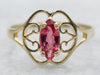 Yellow Gold Marquise Cut Pink Sapphire Solitaire Ring
