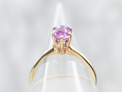 Yellow Gold Oval Cut Pink Sapphire Solitaire Ring