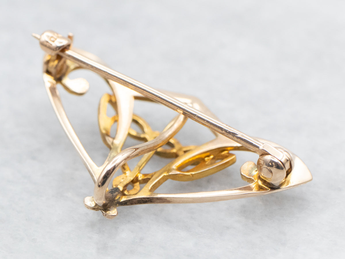 Yellow Gold Charm Holder Brooch or Pendant