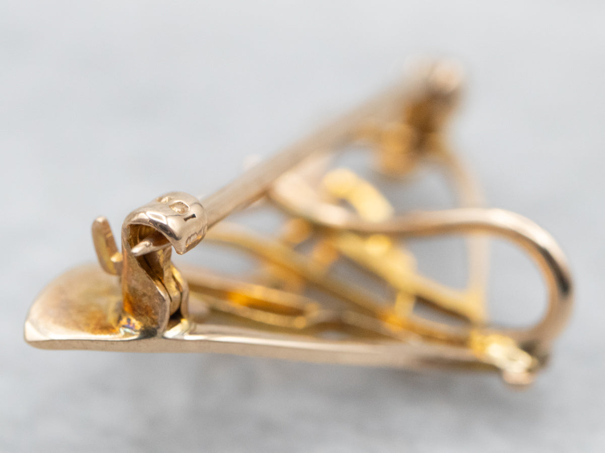 Yellow Gold Charm Holder Brooch or Pendant