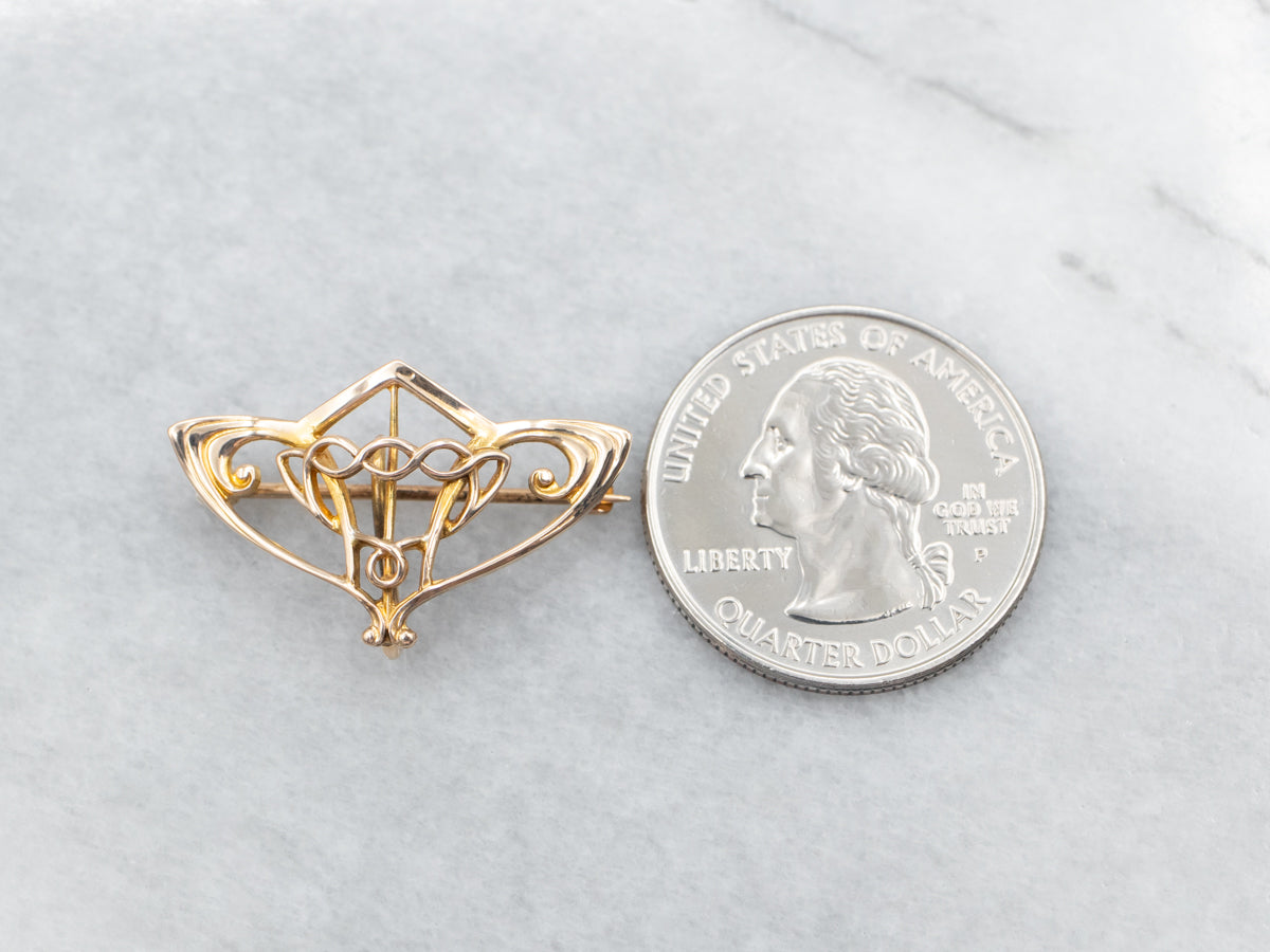 Yellow Gold Charm Holder Brooch or Pendant