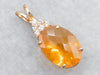 Yellow Gold Oval Cut Fire Opal Pendant with Diamond Accents