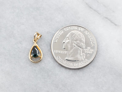 Yellow Gold Pear Cut Sapphire Solitaire Pendant