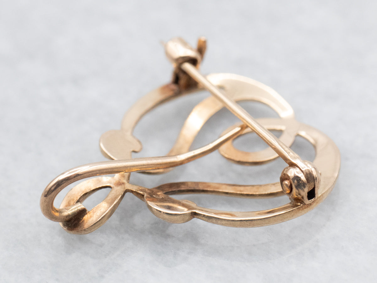 Yellow Gold Charm Holder Brooch or Pendant