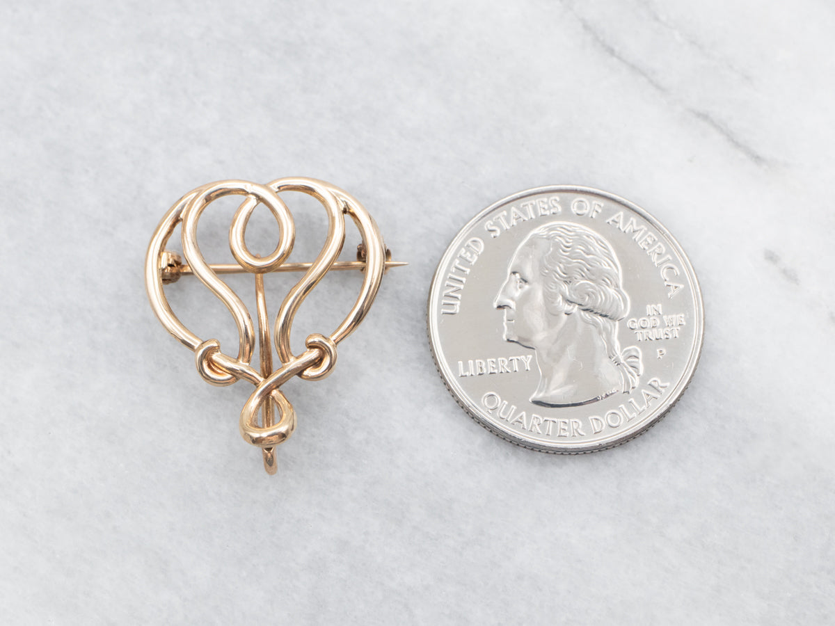 Yellow Gold Charm Holder Brooch or Pendant