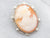 White Gold Oval Cut Cameo Brooch or Pendant with Filigree Frame