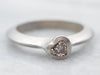 Matte White Gold Bezel Set Heart Shaped Champagne Diamond Solitaire Ring