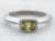 Matte White Gold East West Bezel Set Rectangle Cut Green Sapphire Solitaire Ring