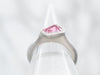 Matte White Gold Bezel Set Coffin Cut Pink Sapphire Solitaire Ring