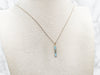 Yellow Gold Seed Pearl and Blue Enamel Bar Pendant