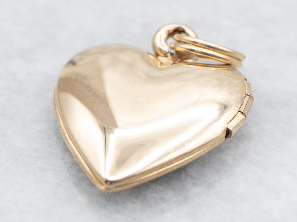 Yellow Gold Etched Heart Shaped Locket