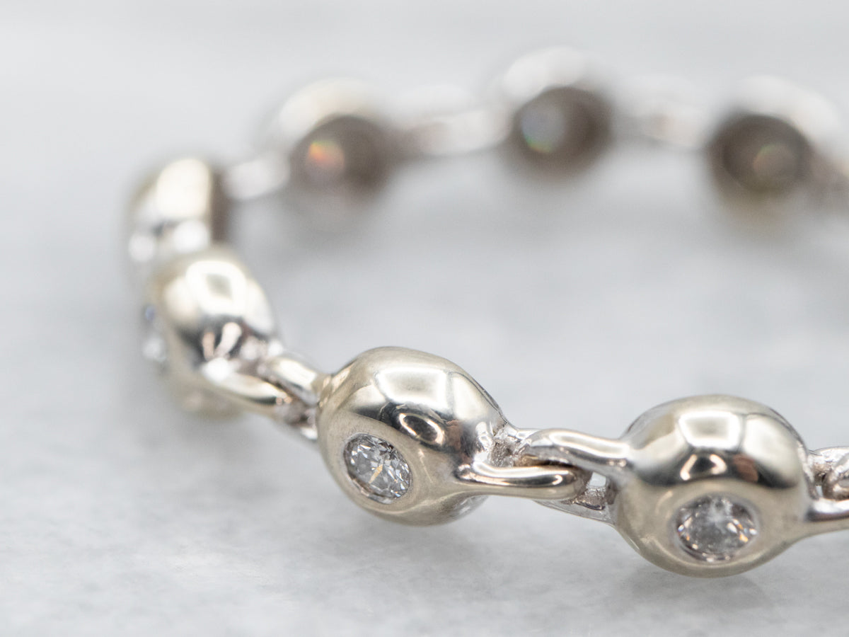 White Gold Bezel Set Diamond Link Ring