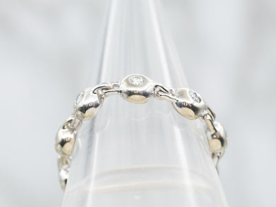White Gold Bezel Set Diamond Link Ring