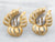 Yellow and White Gold Leaf Stud Earrings with Diamond Accents and Omega Backs